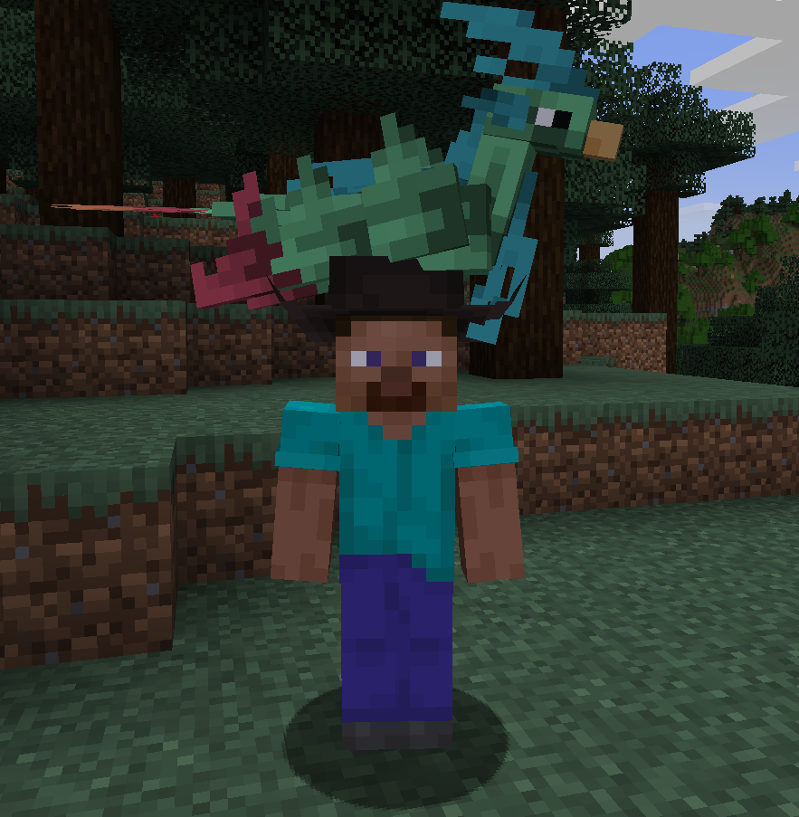 Player with a dragon peacock on their head.